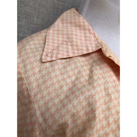 1950 I. Magning Cotton Peach Cream houndstooth Maxi Dress Museum Collection